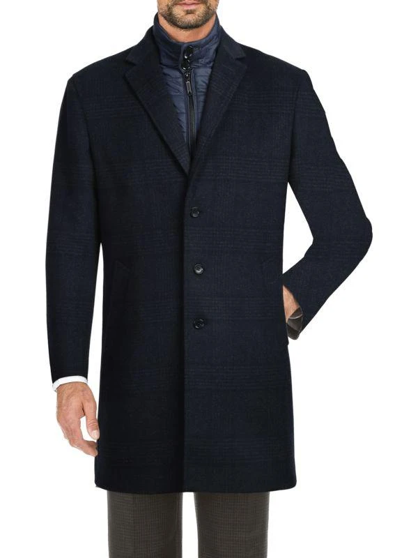 English Laundry Plaid Bib Single-Breasted Coat 1