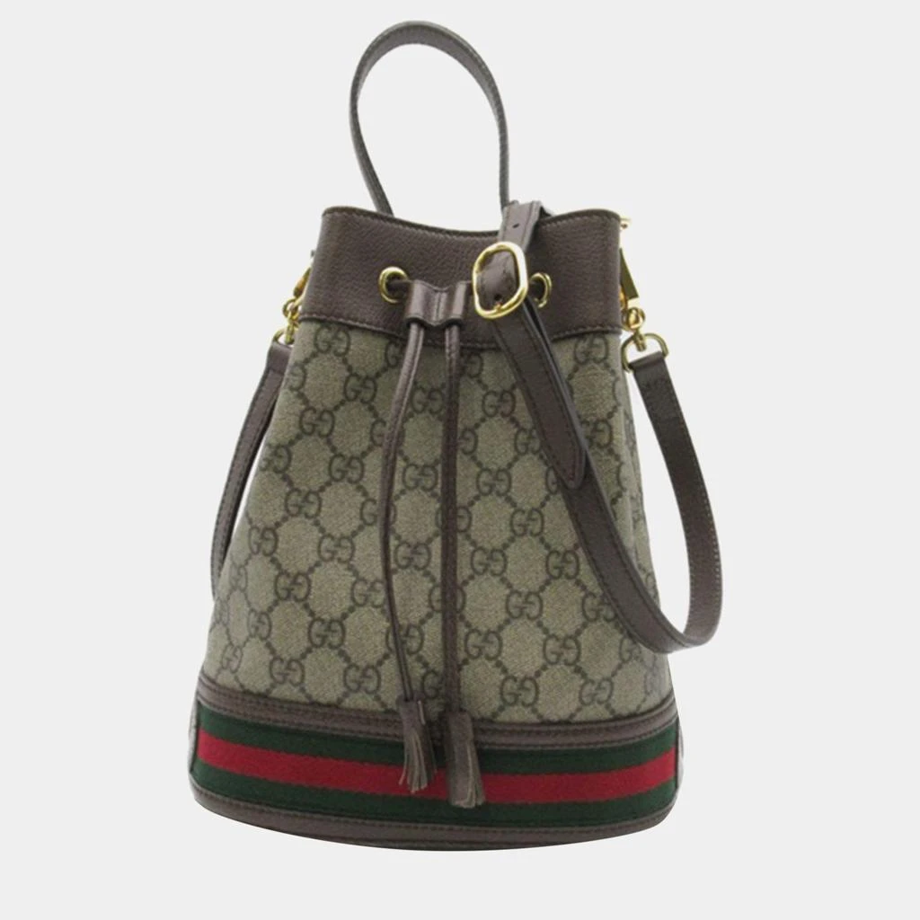 Gucci Gucci Brown Canvas GG Supreme Small Ophidia Bucket Bag 1