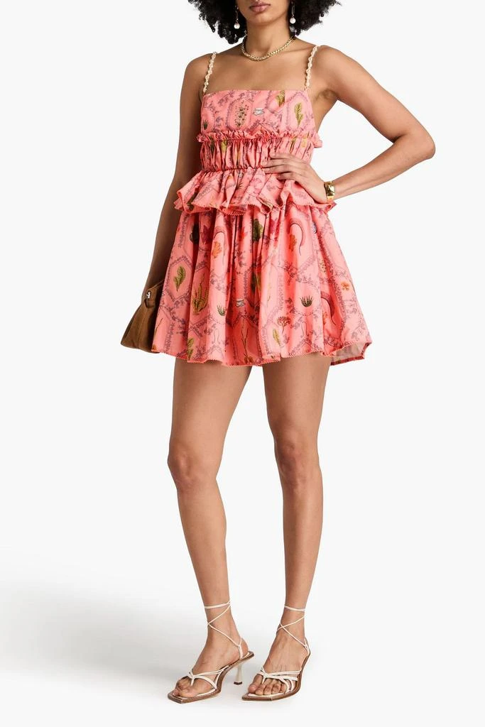 Agua by Agua Bendita Salvador embellished ruffled printed cotton mini dress 2