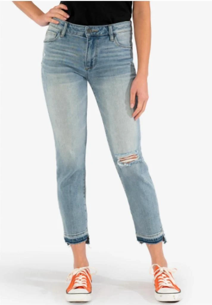 KUT from the Kloth Women's Reese Ankle Straight Step Hem Denim In Blue 2