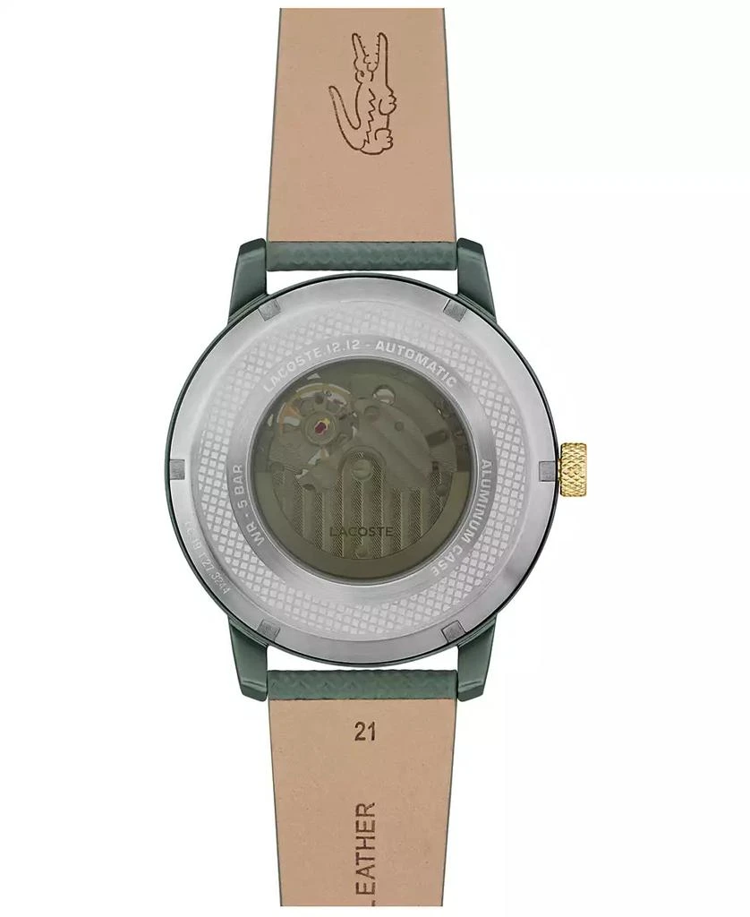 Lacoste L.12.12 Automatique Men's Green Leather Strap Watch 44mm 4