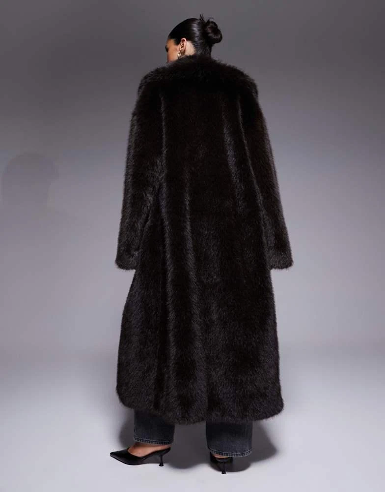 Aria Cove Aria Cove oversized collared maxi faux fur jacket in chocolate 3