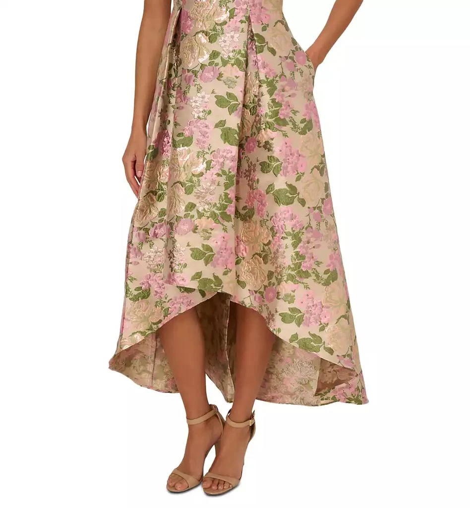 Adrianna Papell Women's Jacquard High-Low One-Shoulder Gown 4