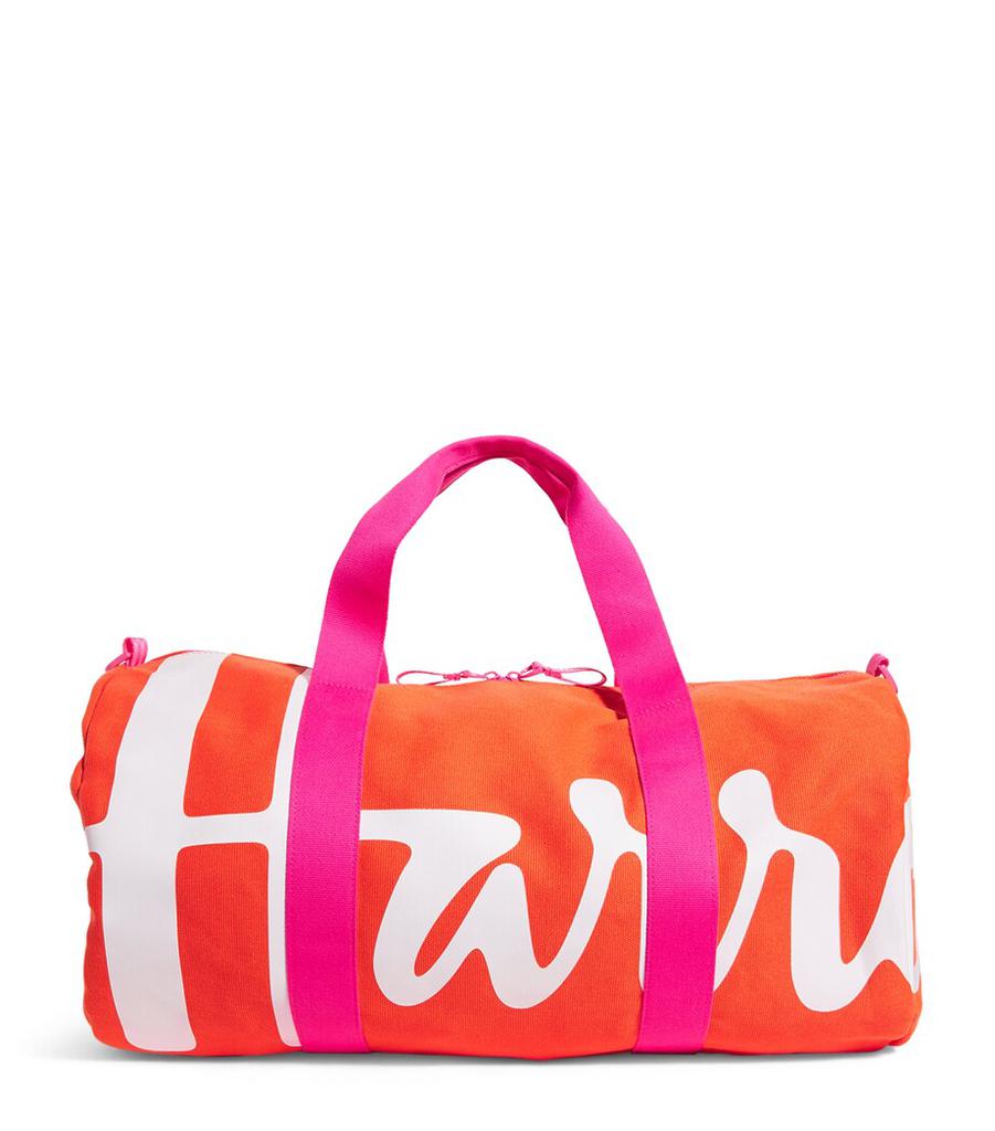Harrods Cotton Logo Barrel Bag