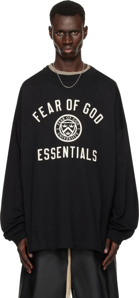 Essentials Black Jersey Long Sleeve T-shirt 1