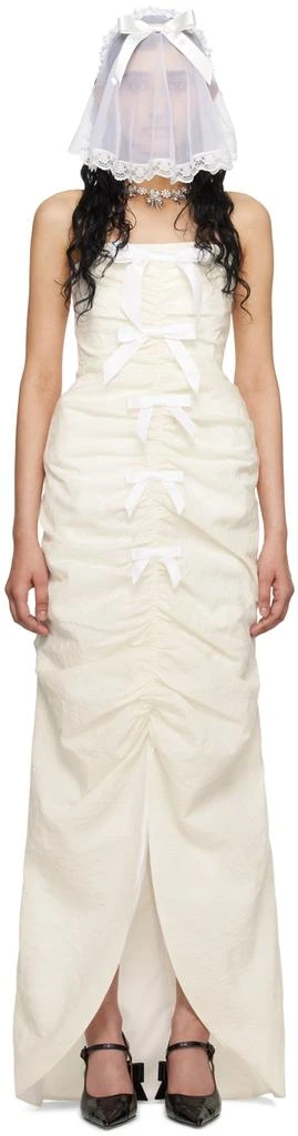 Shushu/Tong SSENSE Exclusive Off-White Ruched Maxi Dress 1