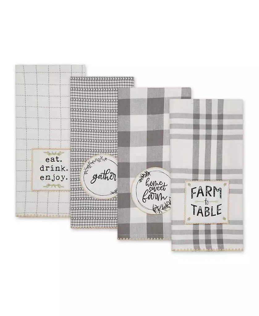 Design Imports Home Sweet Farmhouse Kitchen Collection, Dishtowel Set, 18x28", Gray, 4 Count 1
