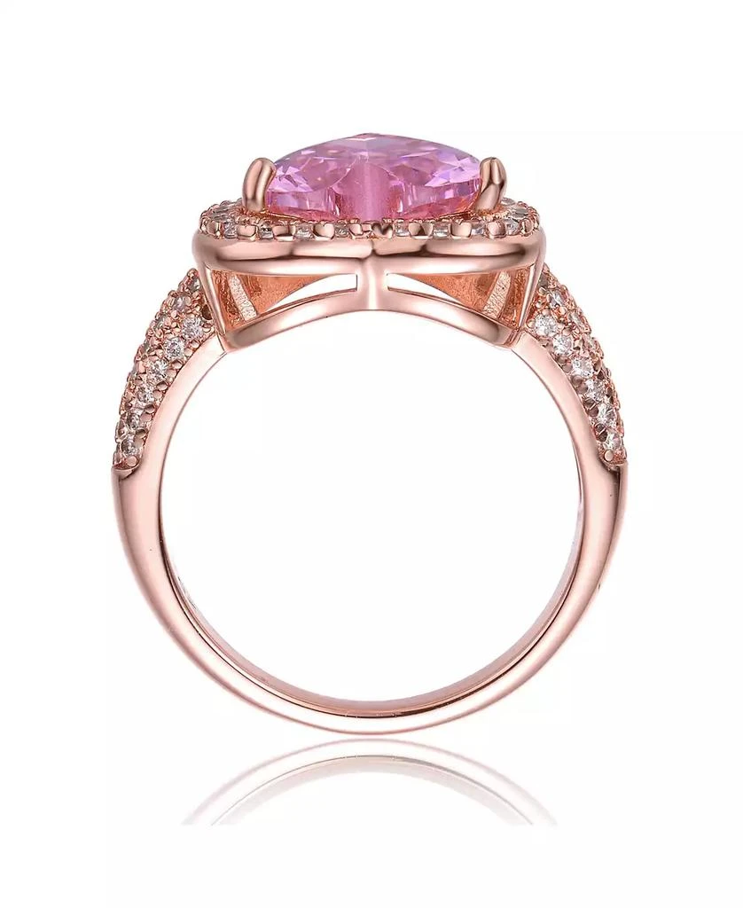 Genevive Sterling Silver 18K Rose Plated Pink Cubic Zirconia Heart Modern Ring 3