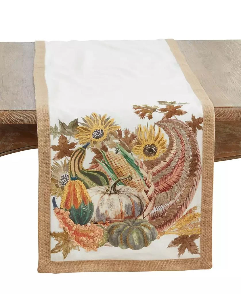 Saro Lifestyle Embroidered Cornucopia Table Runner