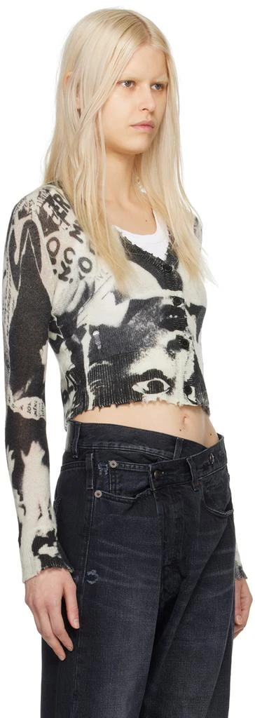 R13 Off-White & Black Newspaper Print Baby Cardigan 2