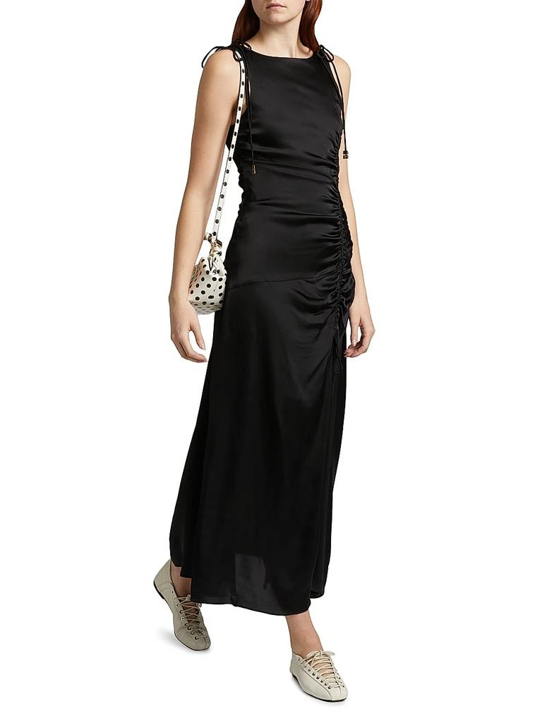 Ganni Satin Gathered Maxi Dress 2