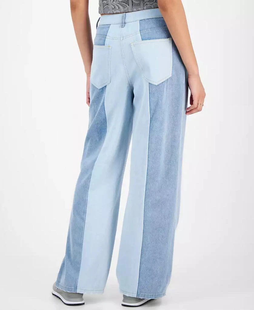 Tinseltown Juniors' High-Rise Wide-Leg Colorblocked Jeans 2
