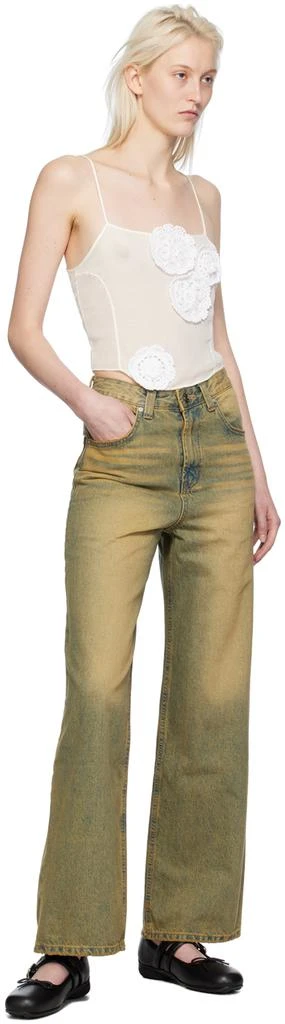 OPEN YY Off-White Flower Appliqué Camisole 4