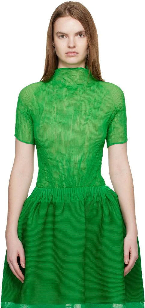 Issey Miyake Green Chiffon Twist 3 Top