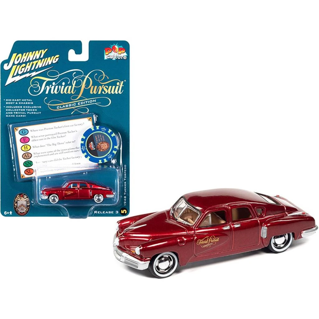 Johnny Lightning 1-64 Scale 1948 Tucker Torpedo Red Maroon Metallic Tucker The Man & His Dream Movie with Poker Chip Diecast Model Car 1