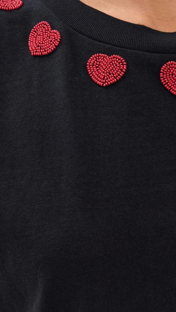 Farm Rio Beaded Hearts Black T-shirt 5