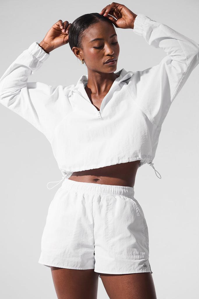 Alo Cropped 1/4 Zip Alumni Pullover - White