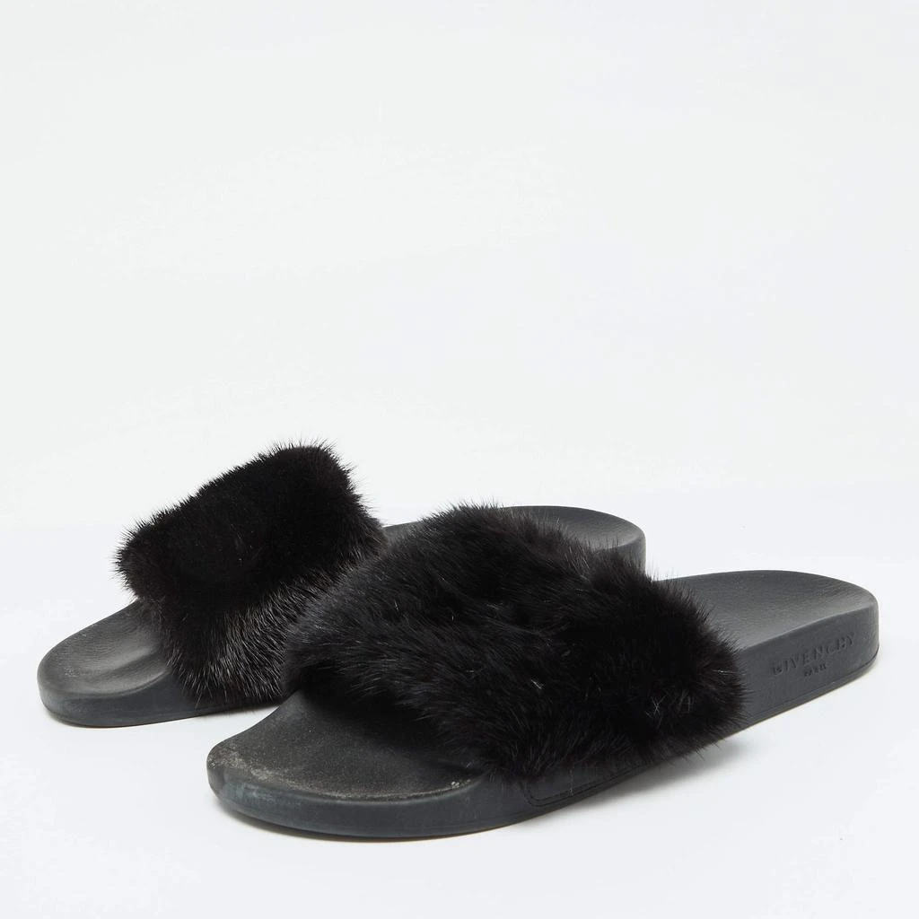 Givenchy Givenchy Black Mink Fur Flat Slides Size 41 2