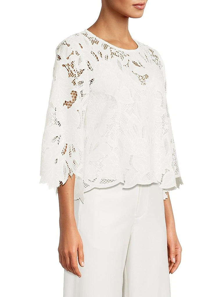 UNGARO Vienna Lace Three-Quarter Sleeve Blouse 4