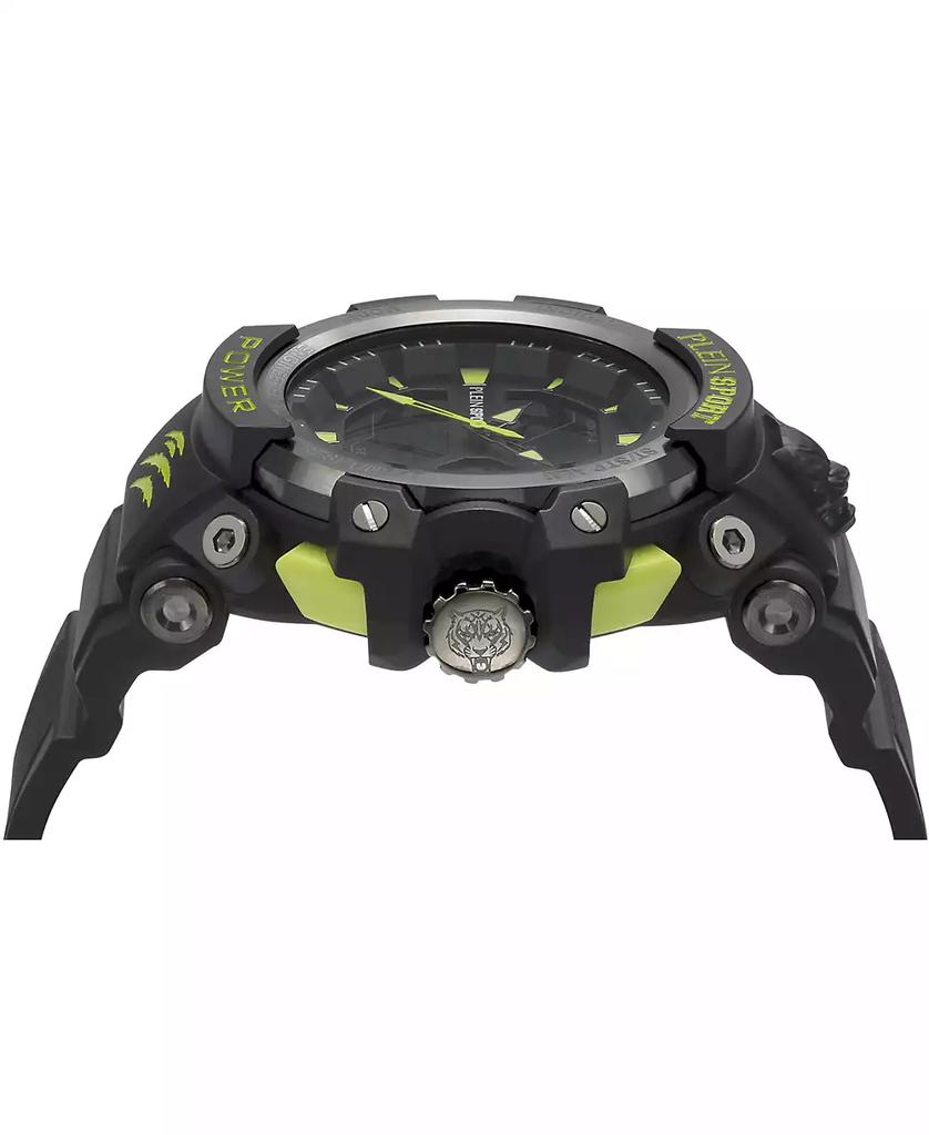 Plein Sport Men's Combat Digital Black Silicone Strap Watch, 50mm