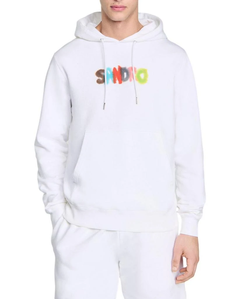 Sandro Arty Watercolor Logo Print Hoodie 1