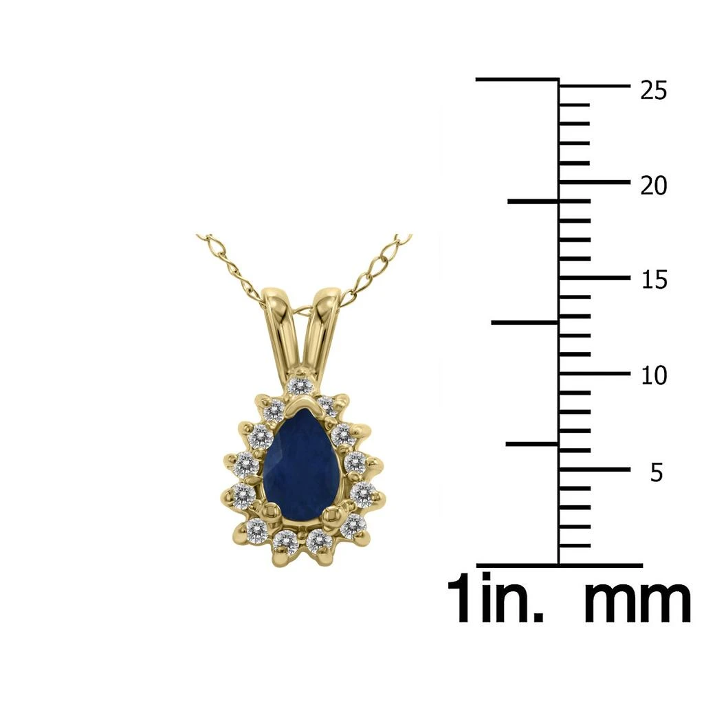 SSELECTS Sapphire And Diamond Tear Drop Pendant In 14K Yellow Gold 3