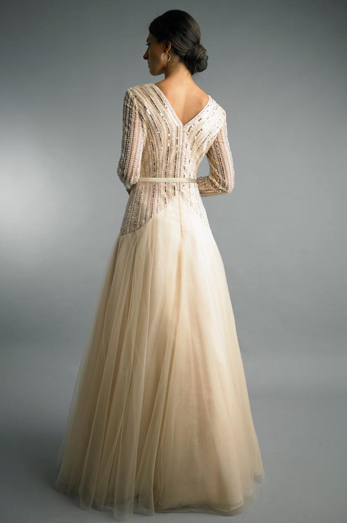Basix Black Label Long Sleeve Sequined Gown