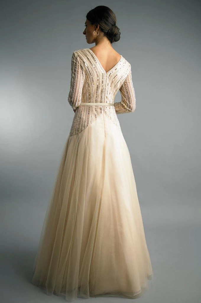Basix Black Label Long Sleeve Sequined Gown 2