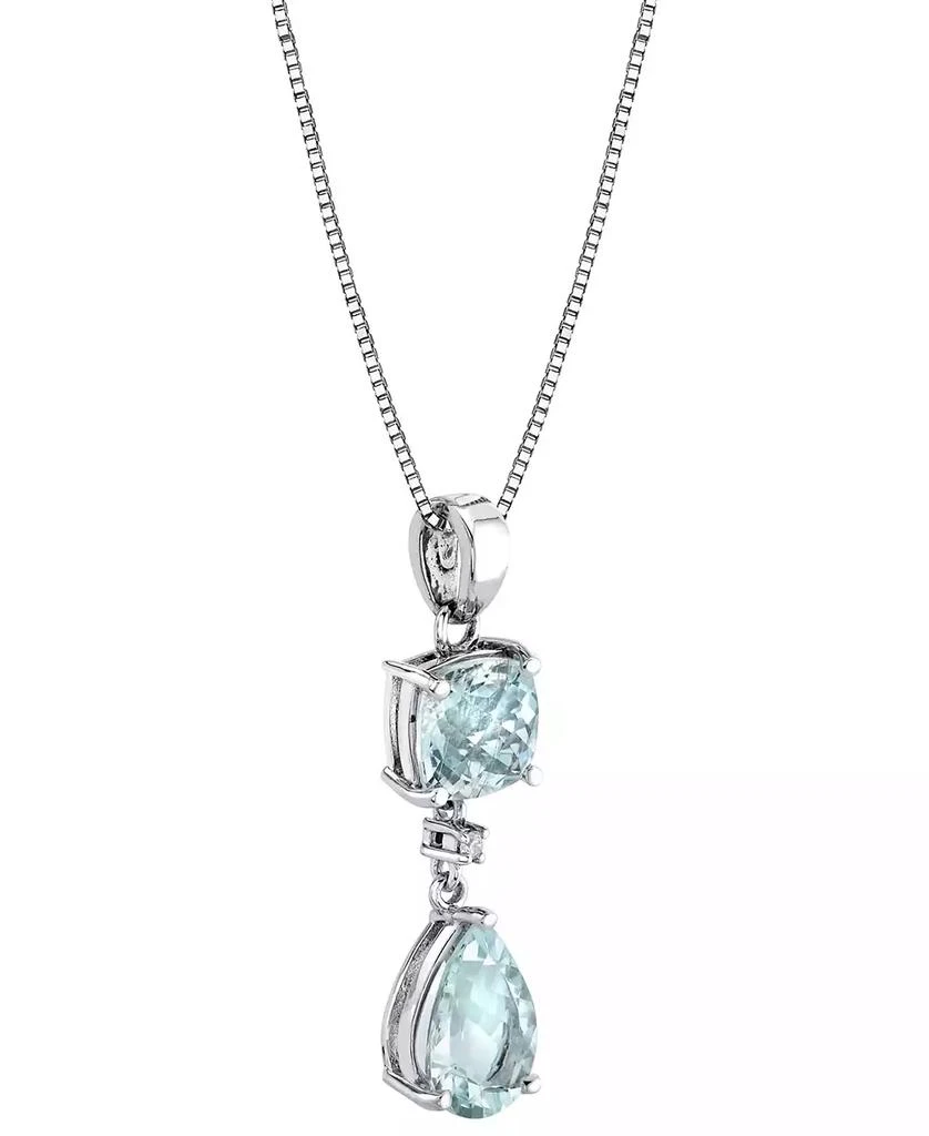 Macy's Aquamarine (2-7/8 ct. t.w.) & Diamond Accent Double Drop 18" Pendant Necklace in Sterling Silver 2