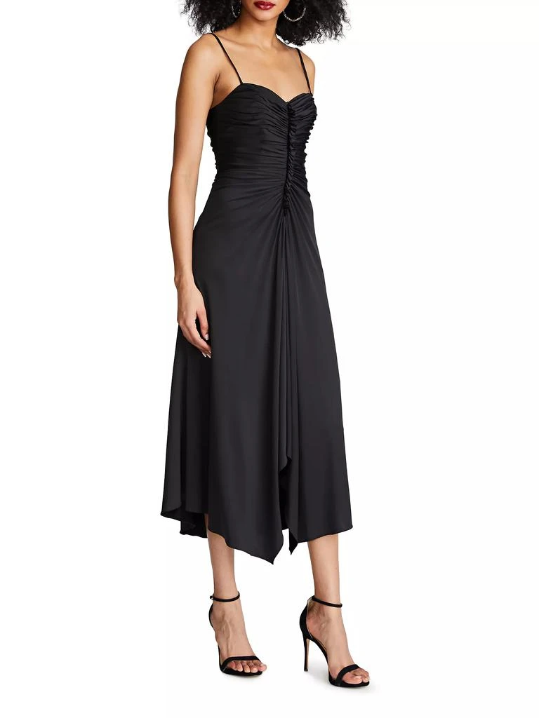 HALSTON Nadine Ruched Sheer-Jersey Midi-Dress 3
