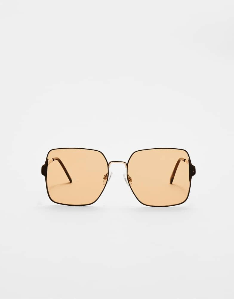 Stradivarius Stradivarius sunglasses with metal temples in brown 2