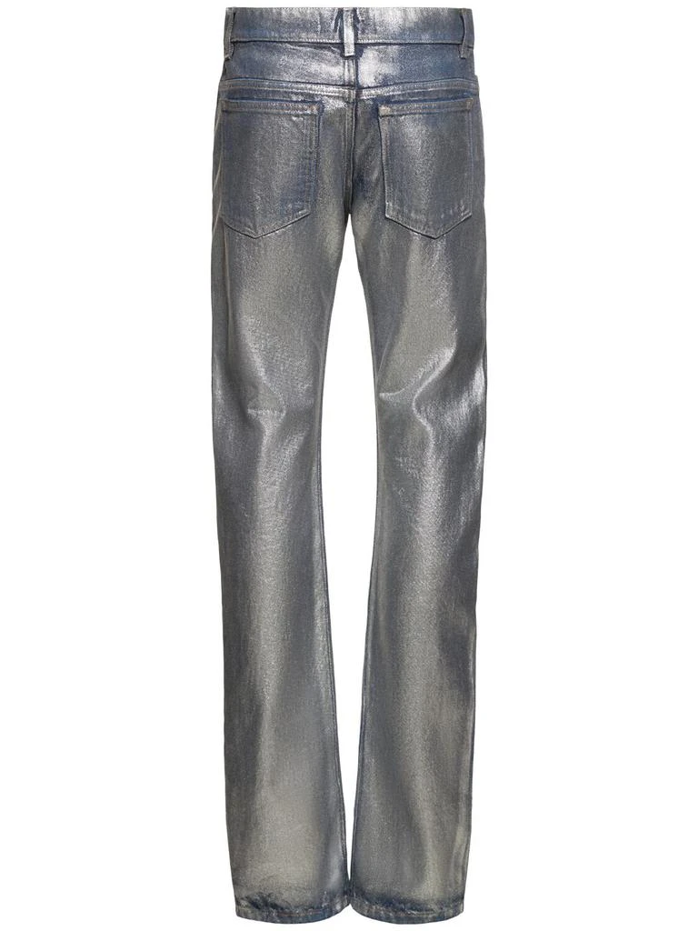 MSGM Silver-coated Denim Low Rise Jeans 4