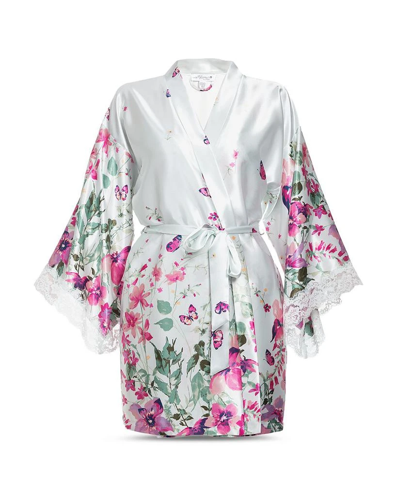 In Bloom Satin Floral Border Wrap Robe 3
