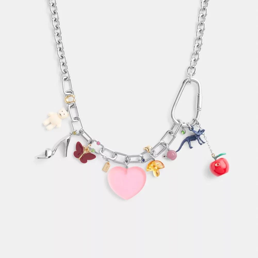 Coach Heart And Teddy Bear Statement Charm Necklace 1