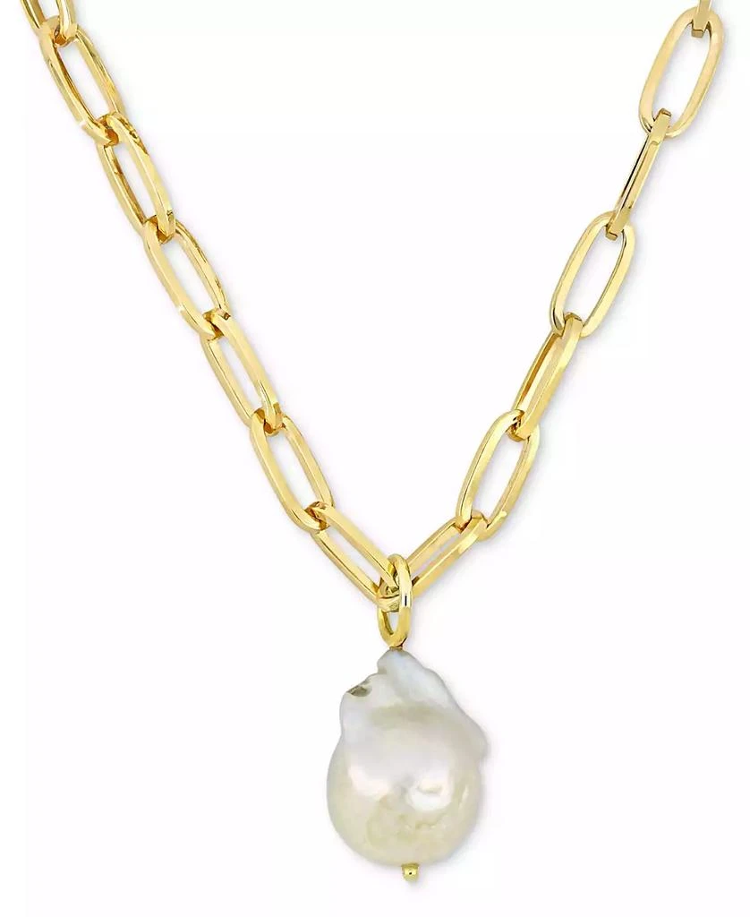 Macy's Cultured Freshwater Baroque Pearl (13-14mm) Solitaire 20" Pendant Necklace in 18k Gold-Plated Sterling Silver 1
