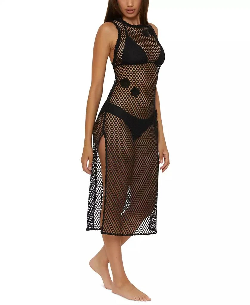 Becca Women's Castaway Island Fishnet Flower-Appliqué Cover-Up Dress 5