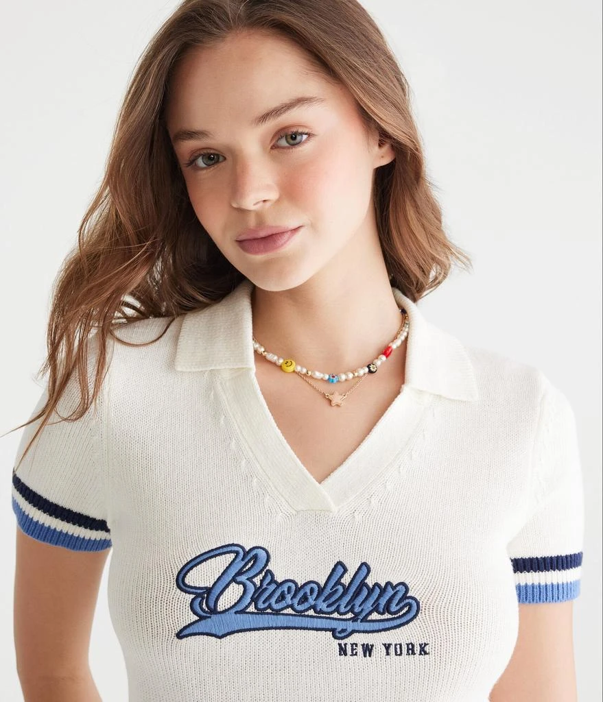 Aeropostale Brooklyn Cropped Graphic Sweater Polo 3