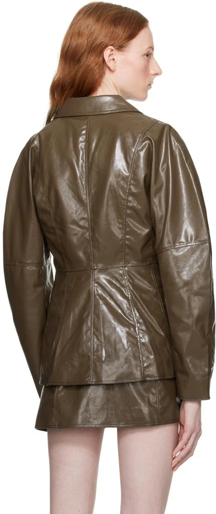 Ganni Brown Patent Faux-Leather Blazer 3