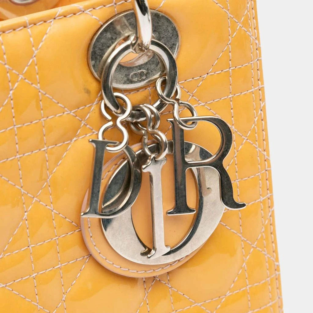 Dior Dior Yellow Medium Patent Cannage Lady Dior Tote Bag 4