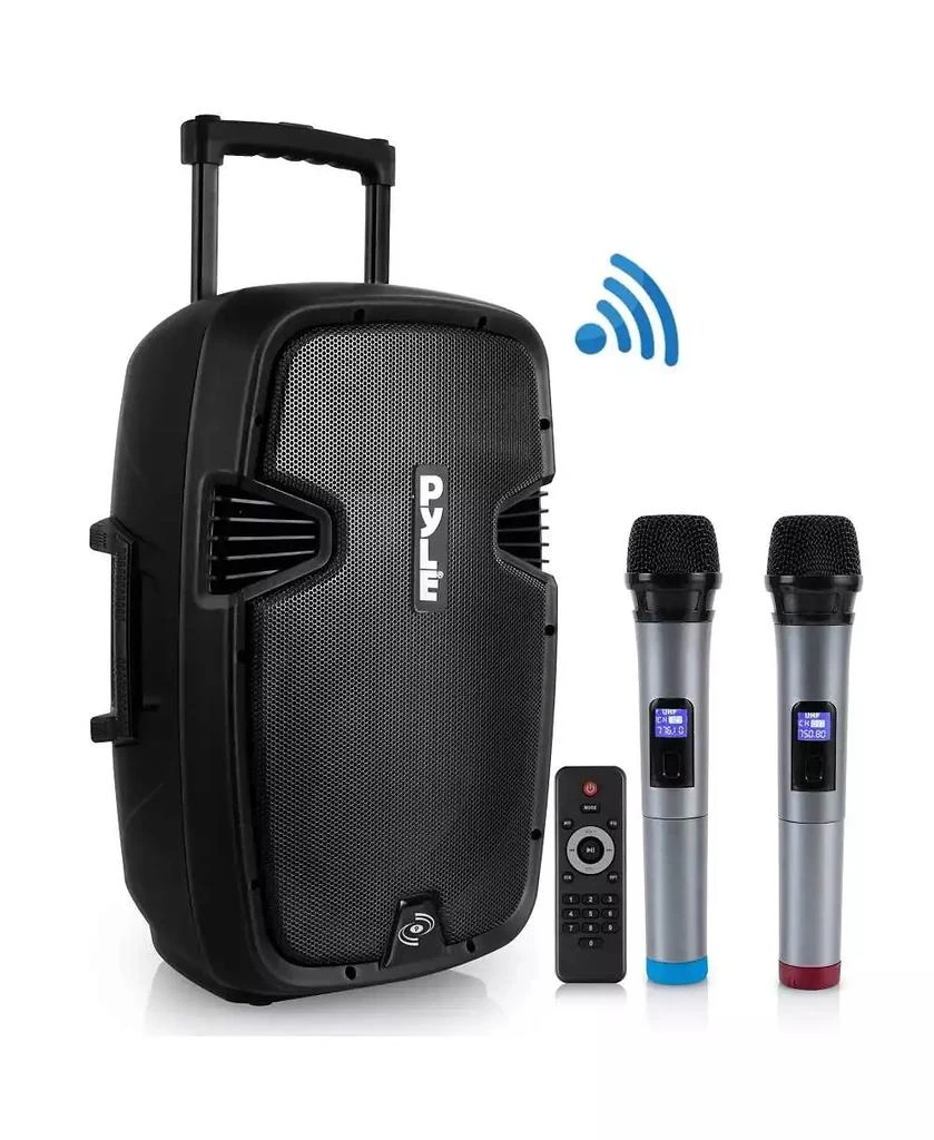 Pyle SereneLife 15" Portable Bluetooth PA Speaker with Dual Wireless ...