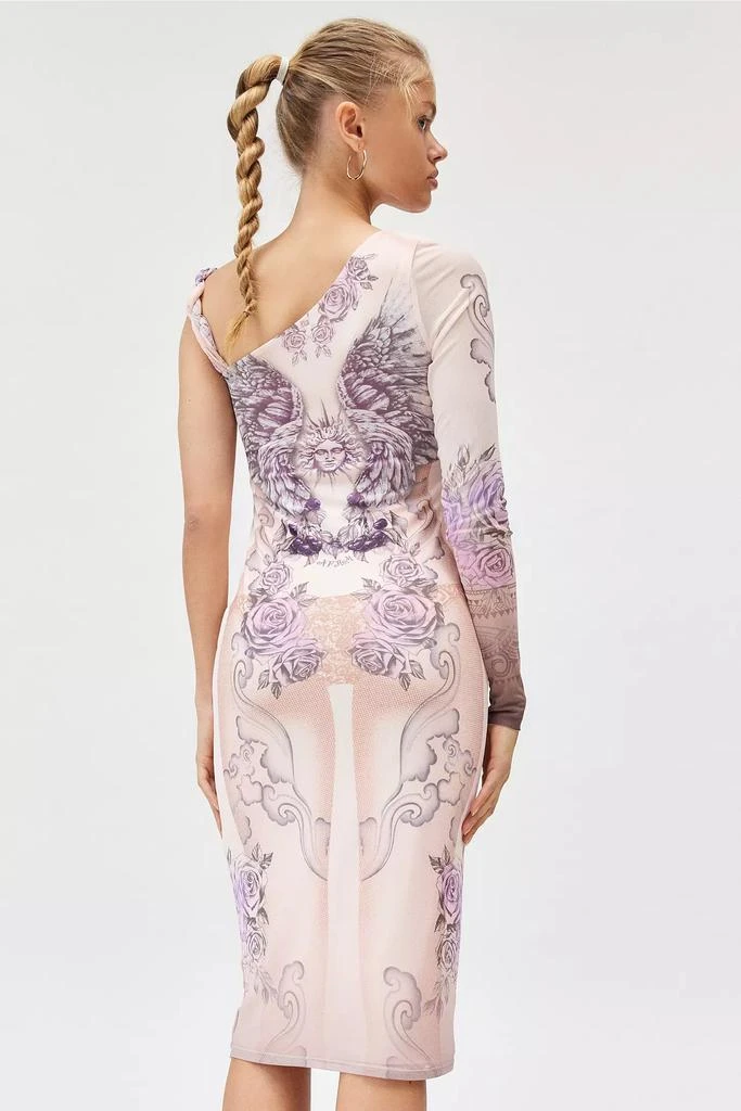 AFRM AFRM Charo Semi-Sheer Mesh Twisted Strap Asymmetric Midi Dress 3