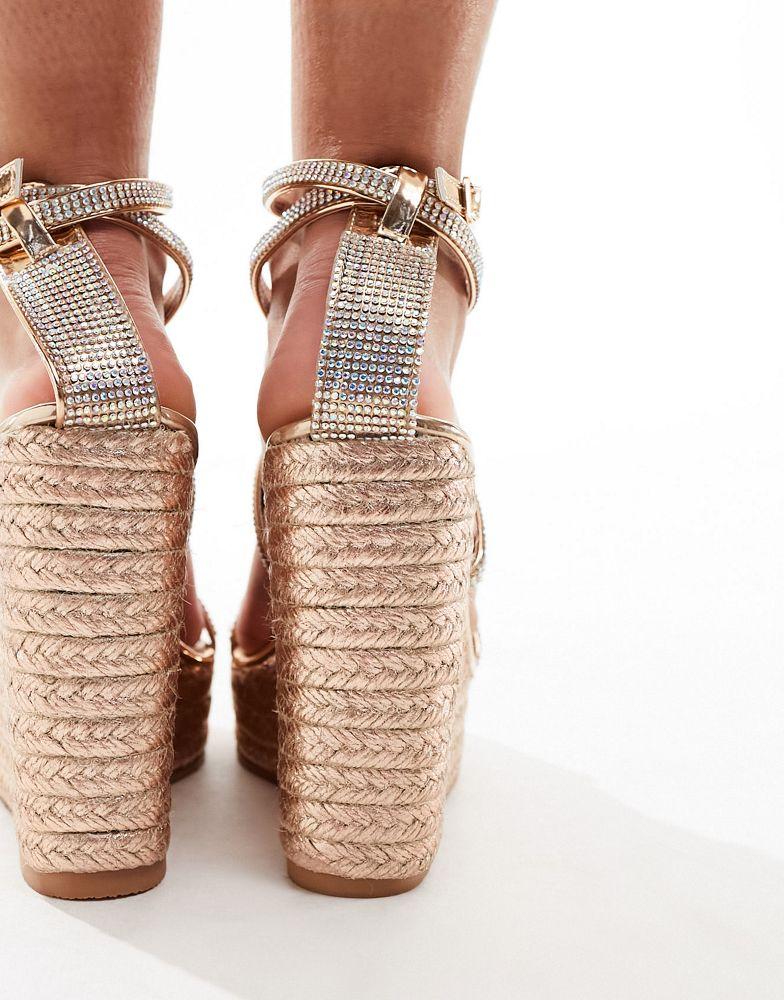 river island rose gold wedges