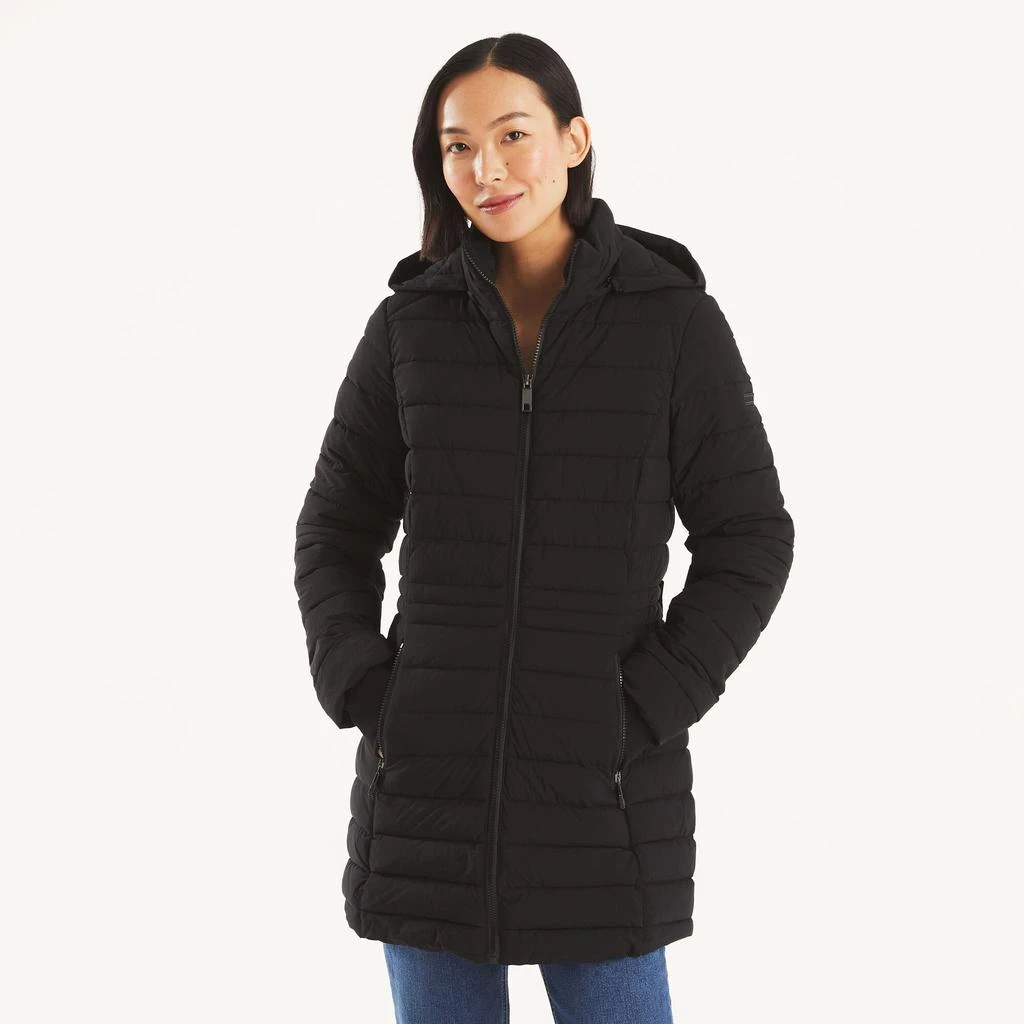 Nautica Womens Puffer Jacket With Removable Hood 2