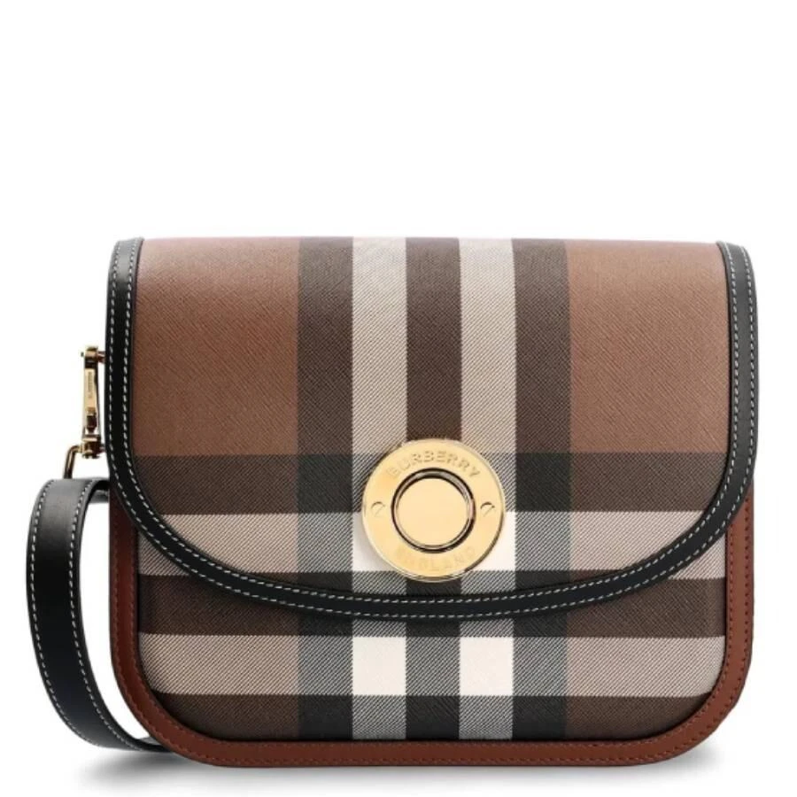Burberry Dark Birch Brown Check And Leather Medium Elizabeth Bag 1