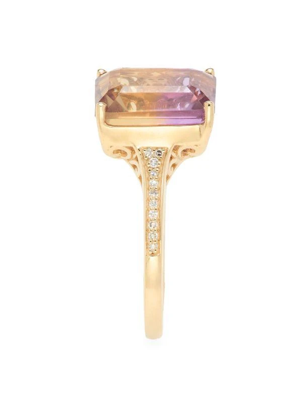 Effy 14K Yellow Gold, 0.08 TCW Diamond & Ametrine Cocktail Ring 4