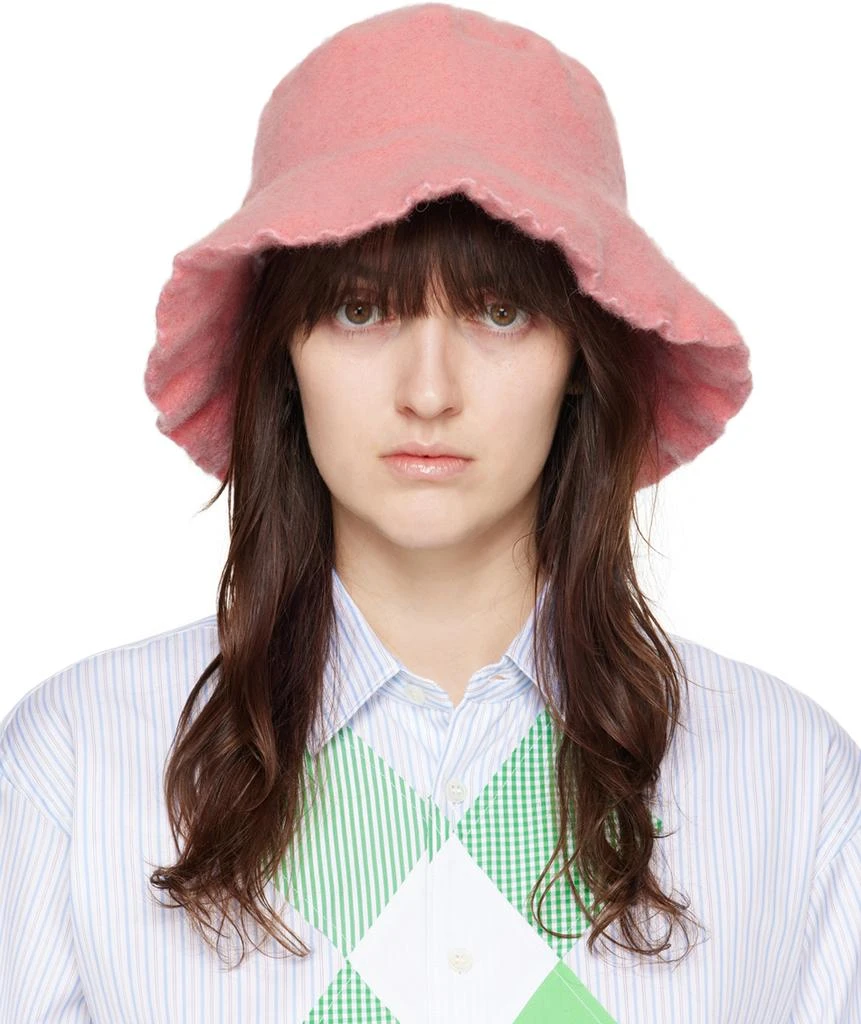 Comme des Garcons Pink Wool Nylon Tweed Bucket Hat 1