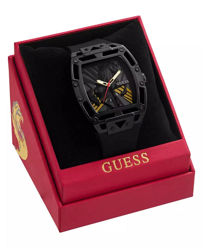 GUESS Men's Black Silicone Analog Watch, 44mm 4