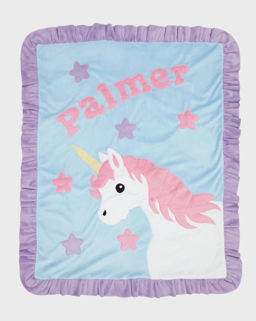 Boogie Baby Personalized Unicorn Plush Blanket, Blue