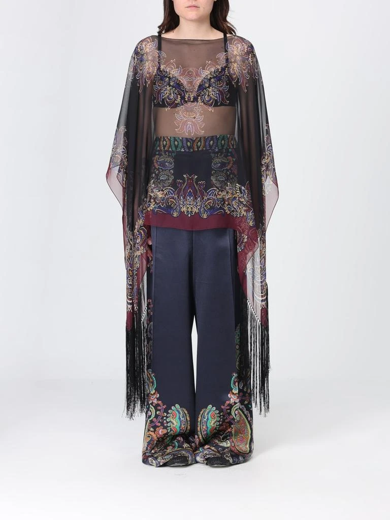 ETRO Ethnic Print Silk Poncho Etro