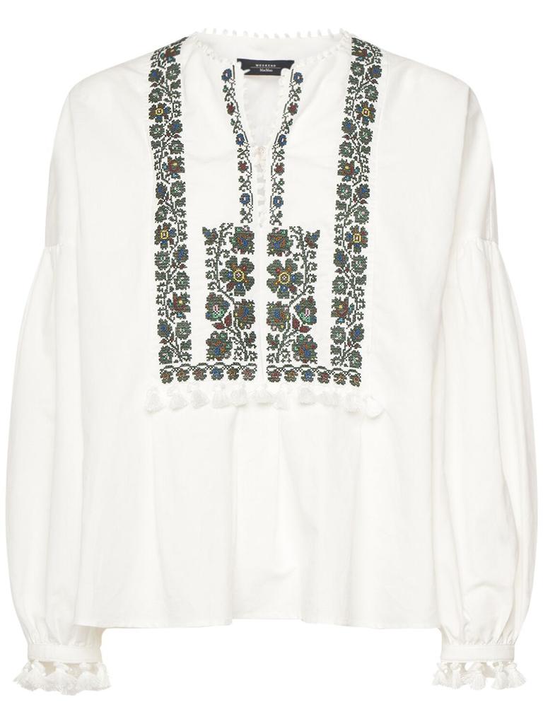 WEEKEND MAX MARA Radica Embroidered Cotton & Linen Shirt